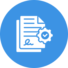 Contract with checkmark gear symbol