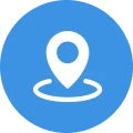 Location pin icon on blue background