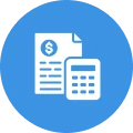 Financial document and calculator symbol
