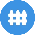 Simple fence graphic in blue circle